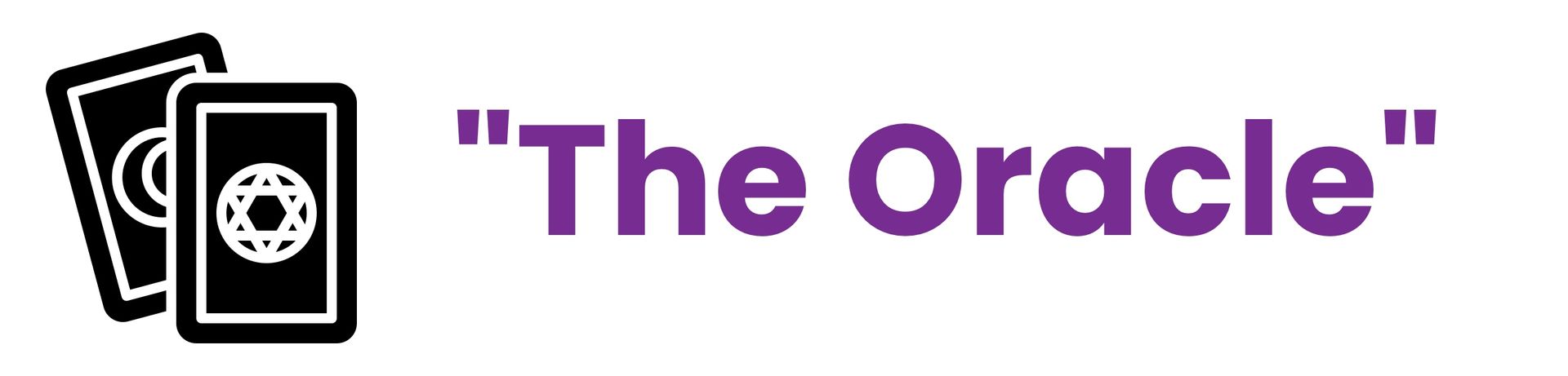A logo for the oracle with two tarot cards on a white background.