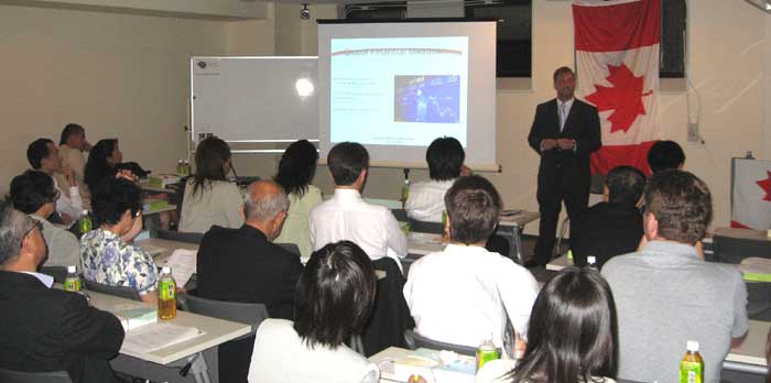 Allan Edwards, Canadian Consul presenting in Nagoya, Japan