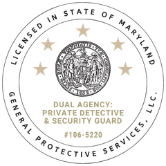 a seal that says licensed in state of maryland general protective services