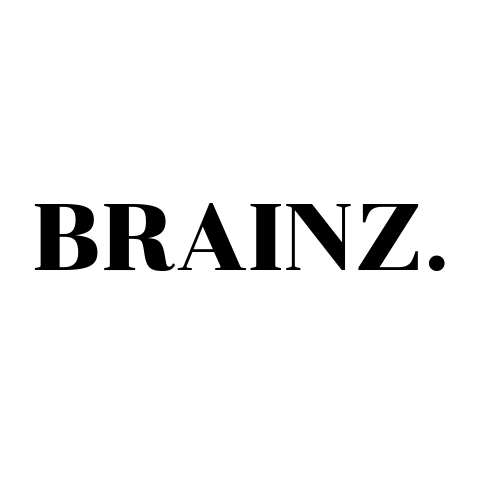 A black and white logo for brainz on a white background.