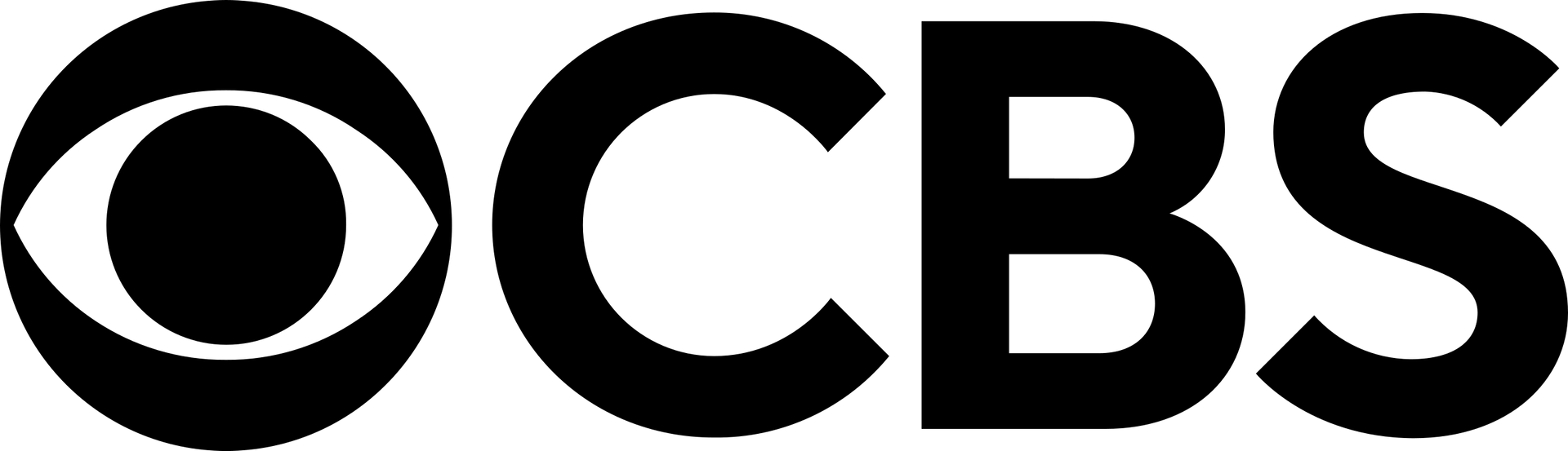 A black and white logo for cbs is shown on a white background.