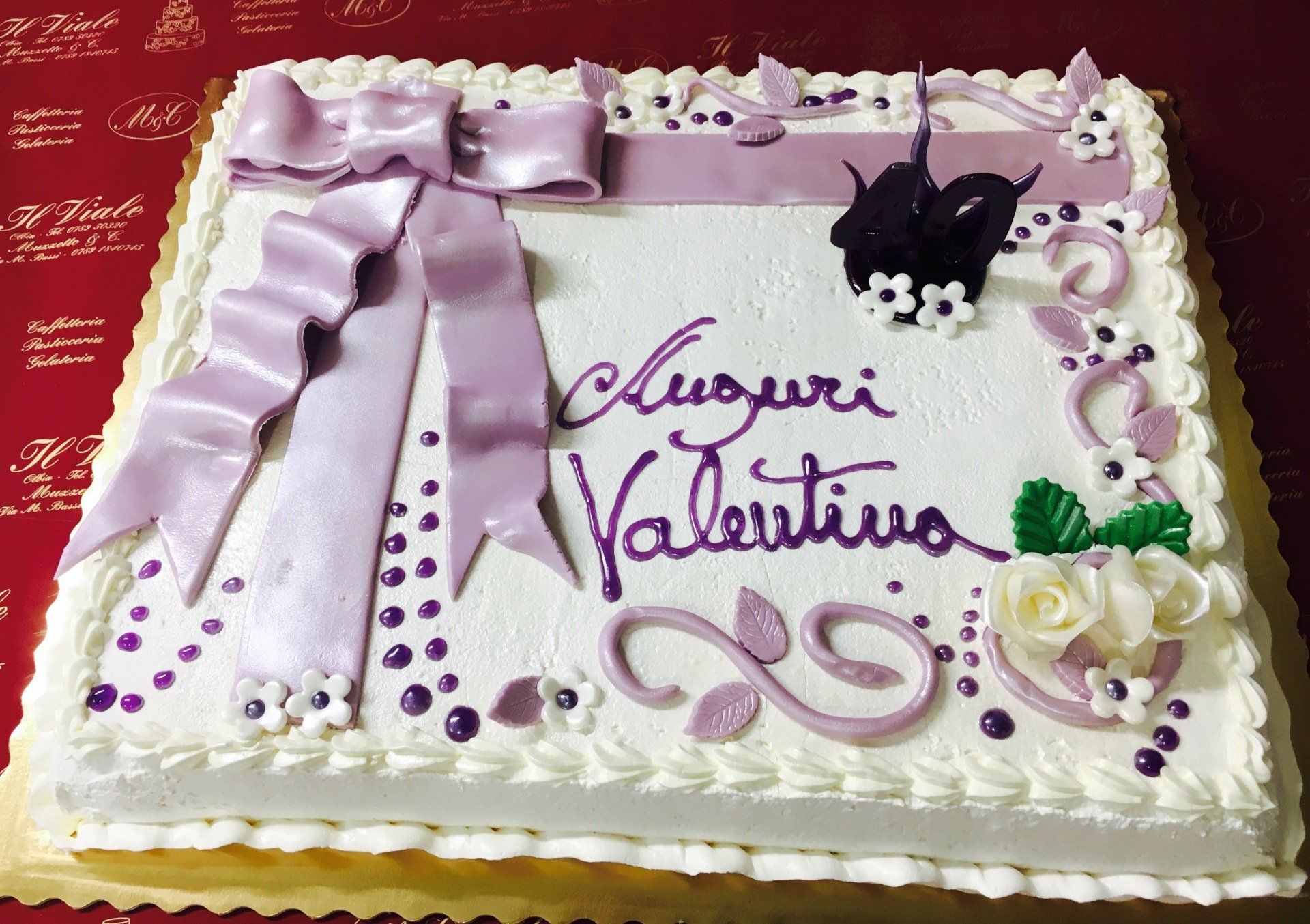 purple ribbon cake