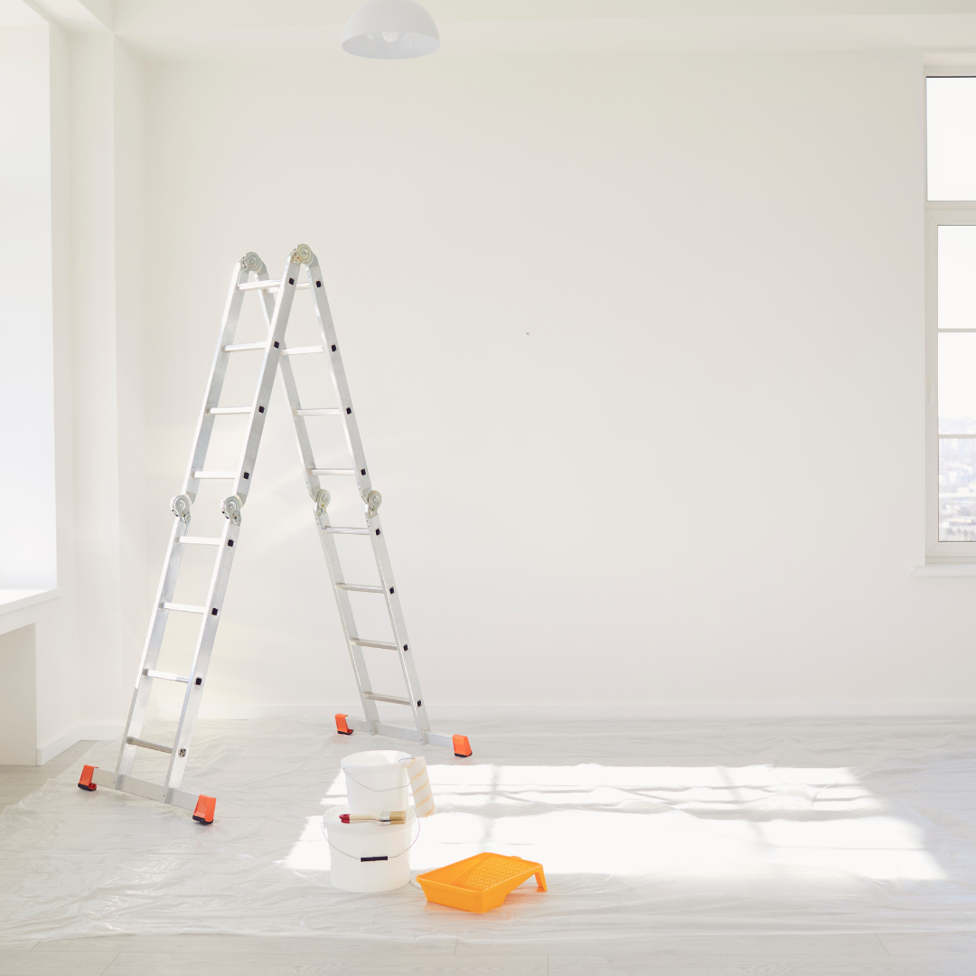 There is a ladder in the middle of the room.
