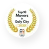 A sticker that says `` top 10 movers in daly city 2020 ''.