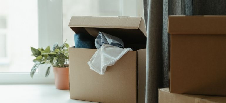 a moving box on the table