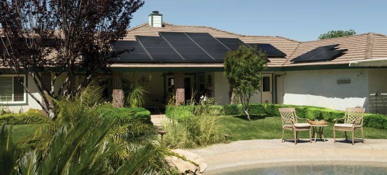 Solar panels on top of the house