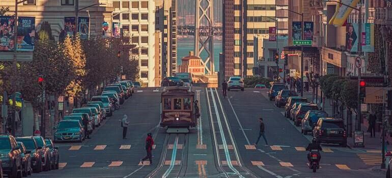 A cable car on the streets of SF