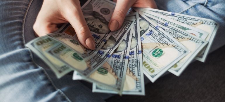 Woman counting money