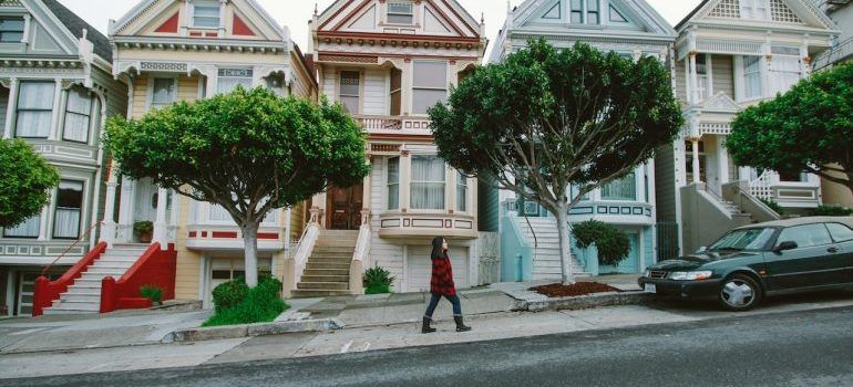 Girl walking uphill in San Francisco