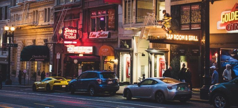 Belmont streets at night