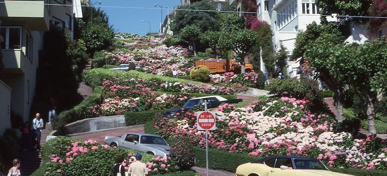 A Zigzag Street Between Concrete Houses.