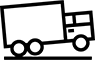 A black and white drawing of a truck with wheels on a white background.