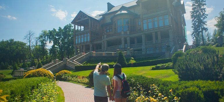 A couple looking at a house