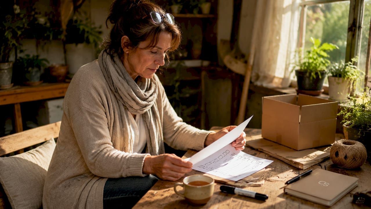 Woman reviewing a moving home checklist before moving day