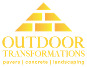 The outdoor transformations logo is black and white and looks like a brick wall.