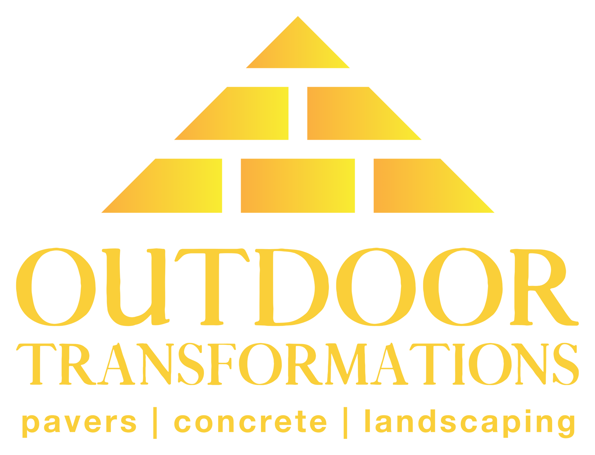 The outdoor transformations logo is black and white and looks like a brick wall.