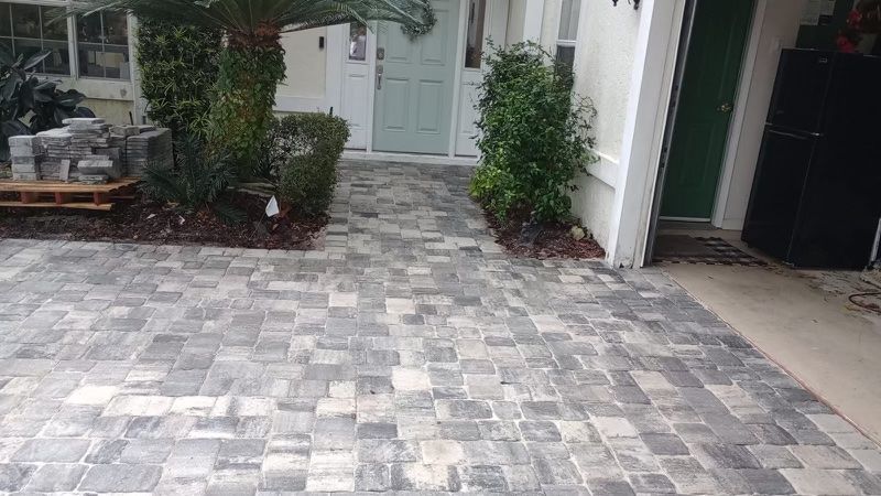 gray paver patio and walkway in St. Augustine, FL