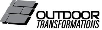 The outdoor transformations logo is black and white and looks like a brick wall.