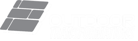 The outdoor transformations logo is black and white and looks like a brick wall.