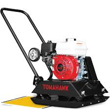 A vibratory plate compactor with a honda engine on a white background.