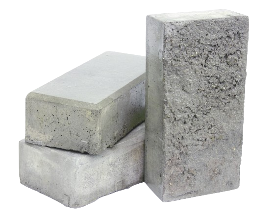 Three concrete blocks are stacked on top of each other on a white background
