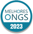 Um círculo azul com as palavras melhores ongs 2023 nele.