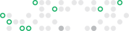 Pontos verdes espalhados em um fundo branco.