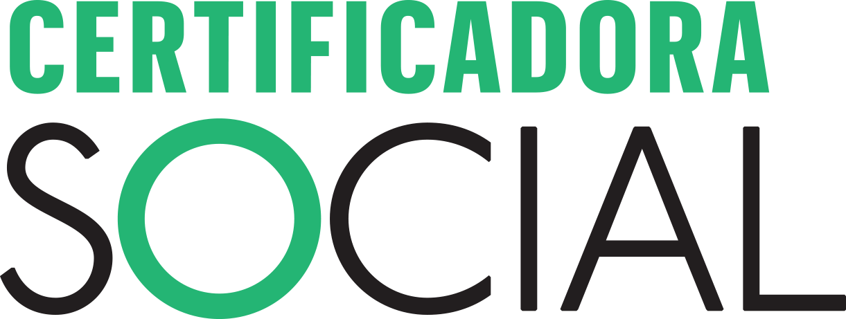 O logotipo da certificadora social é verde e preto em um fundo branco.