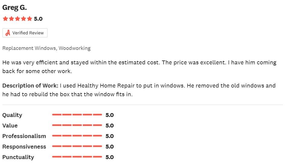 A screenshot of a review for greg g.