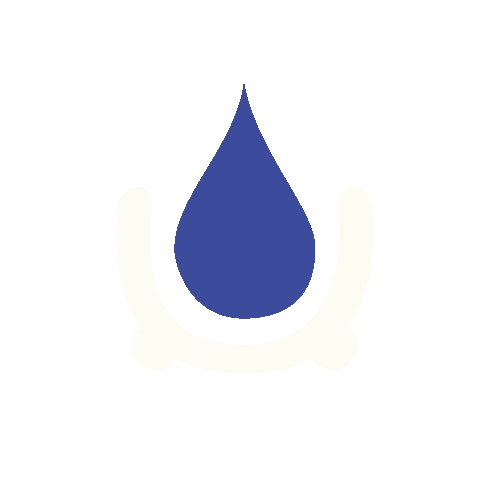A blue drop of water on a white background