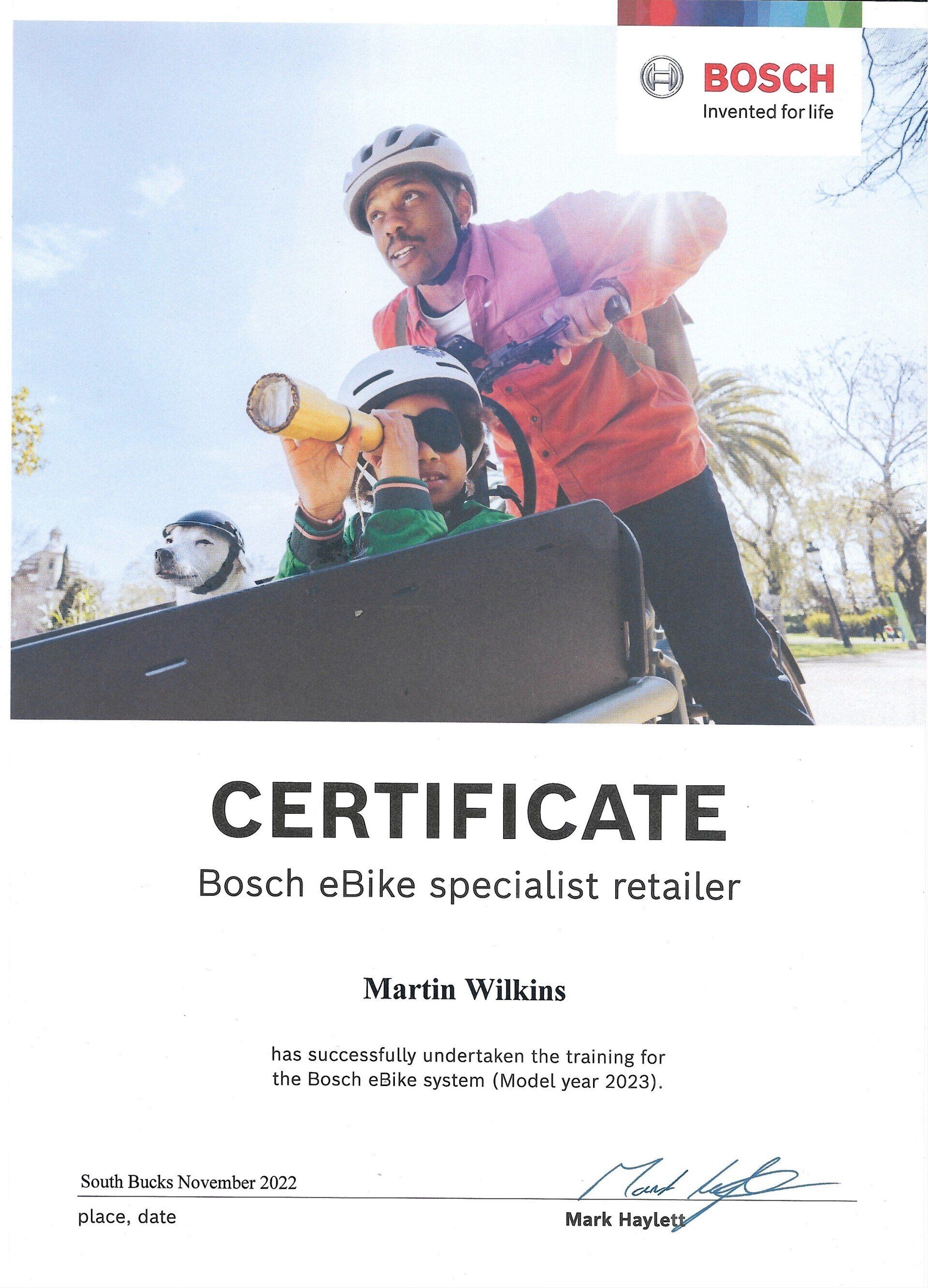BOSCH e bike expert certificated