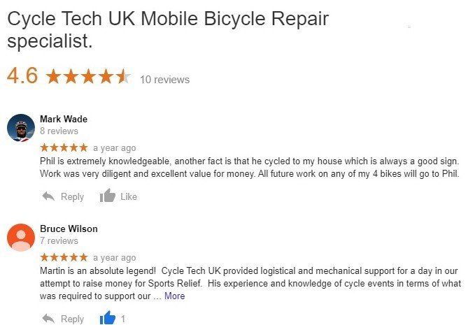 Cycle Tech UK Google Reviews