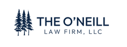 A black and white logo for the o'neill law firm , llc.