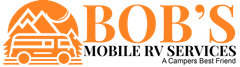 The bob 's mobile rv service logo is yellow and blue.