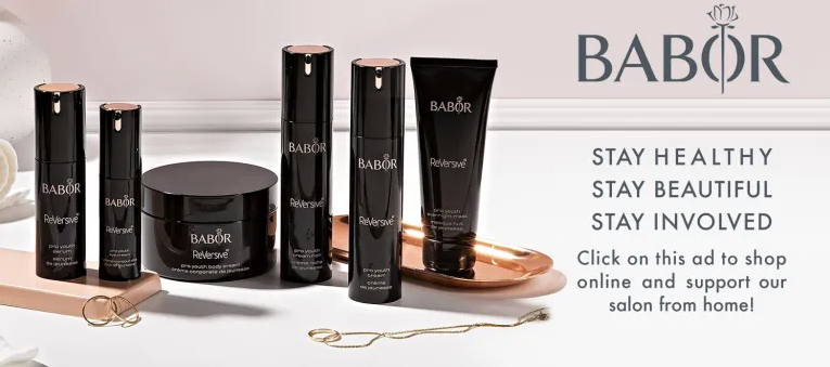 A bunch of babor products are sitting on a table.