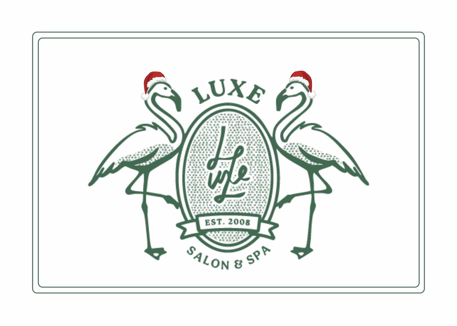 Luxe salon and spa logo on a green background