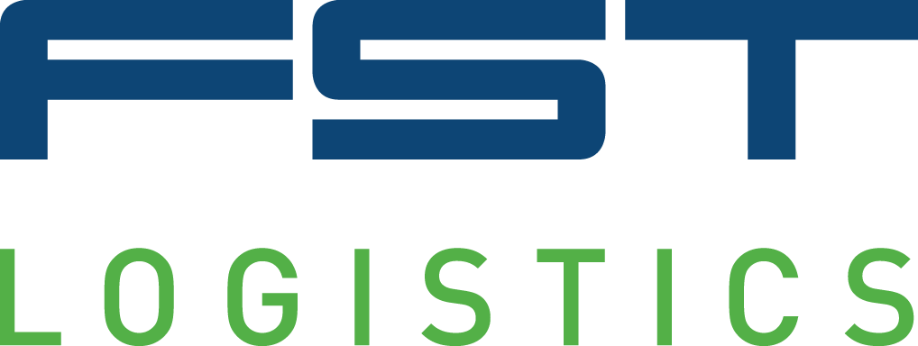 The logo for fst logistics is blue and green on a white background.