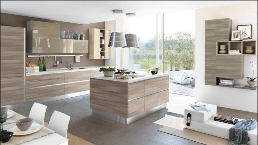 Cucina con isola in legno