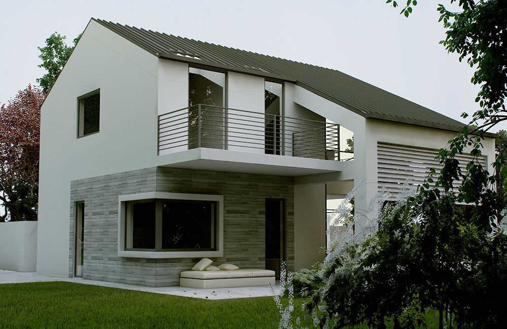 casa in legno con balcone