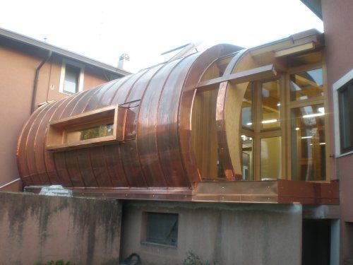 passerella con copertura in rame