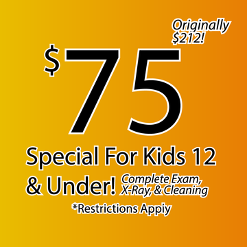 Dental Zone-Cleburne-Texas  Special for Kids 12 and under 
Compete Exam,X-rays, and Cleaning 