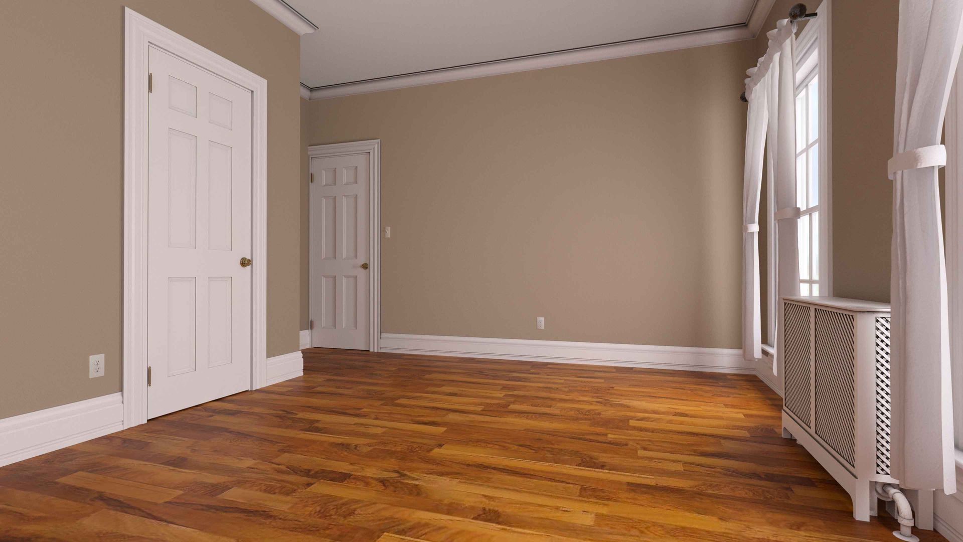 An Empty Room With Hardwood Floors And Beige Walls – Bannockburn, VIC - Kevin Connors Painters & Decorators