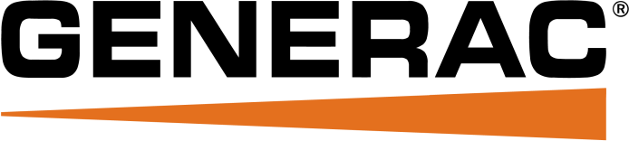 The Generac logo with black text and an orange horizontal line that tapers to a point.