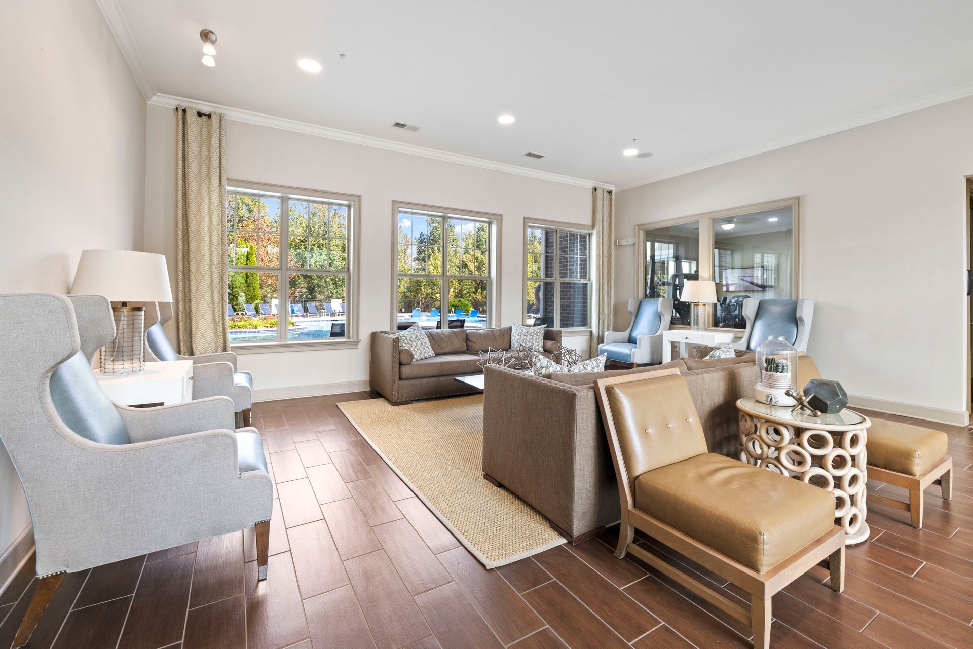 Seating area at Silver Collection at Waterford in Huntersville, NC.