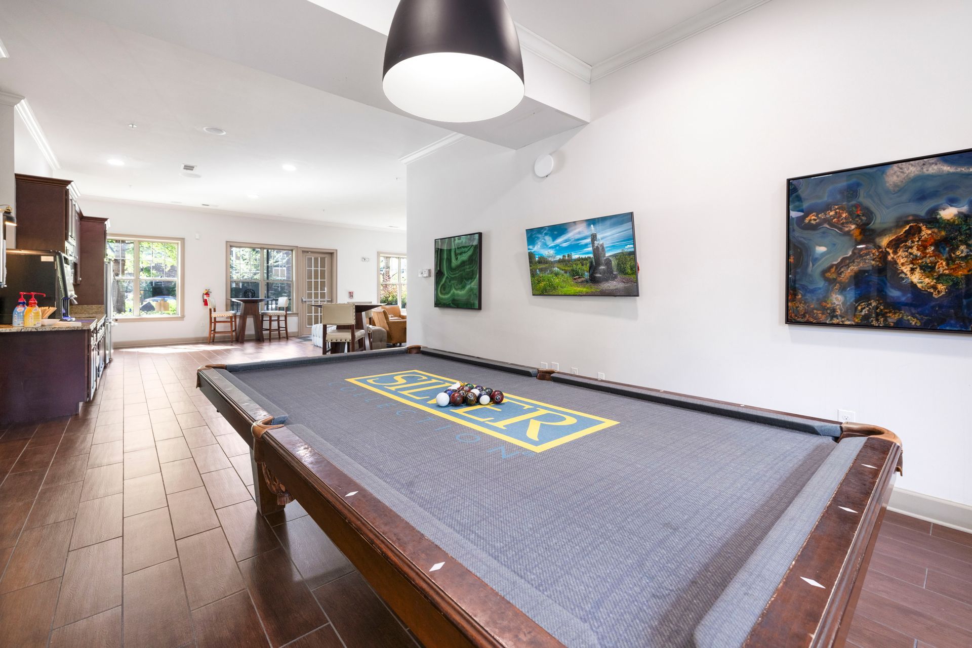 Pool table at Silver Collection at Waterford in Huntersville, NC.