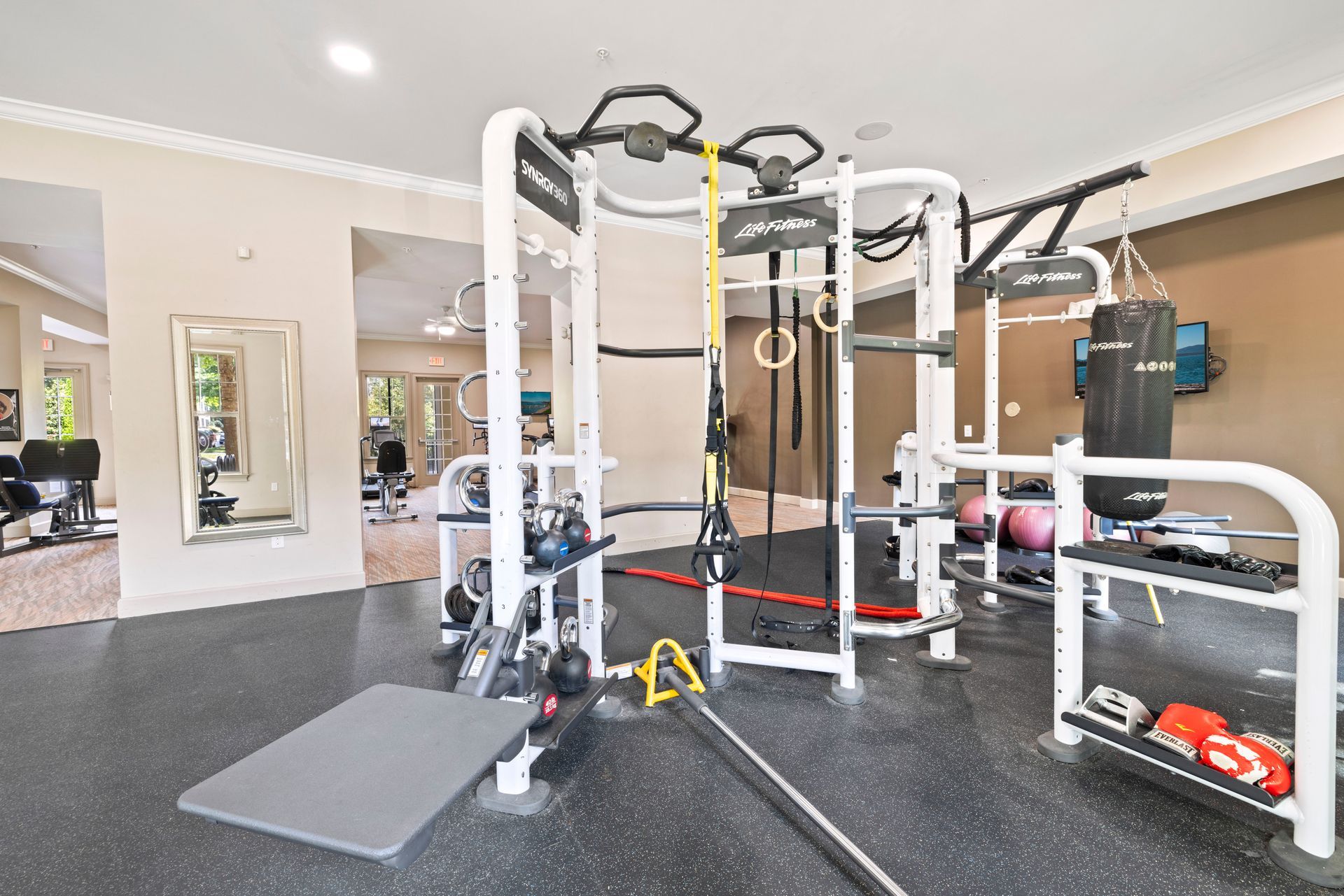 Fitness center at Silver Collection at Waterford in Huntersville, NC.