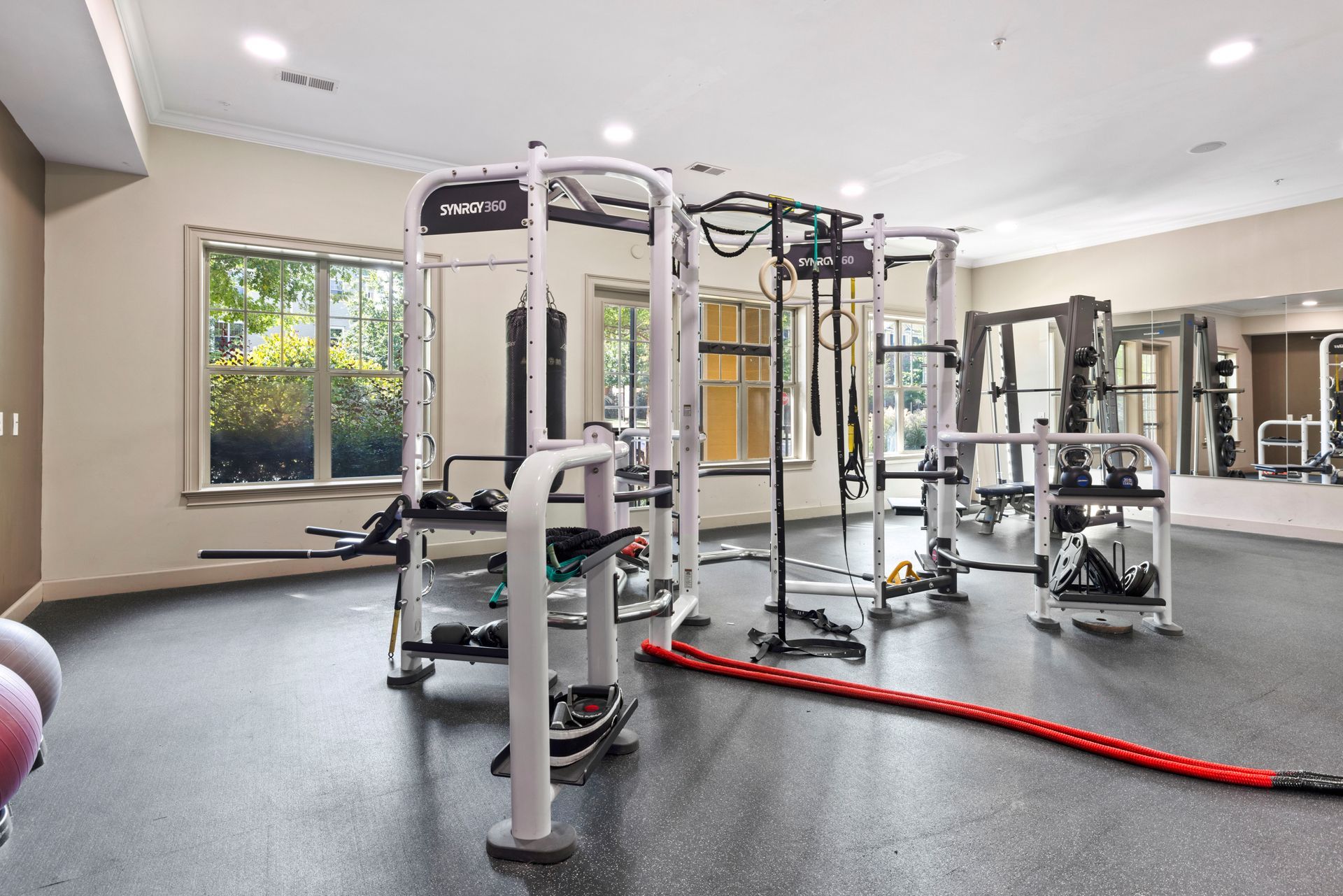 Fitness center at Silver Collection at Waterford in Huntersville, NC.