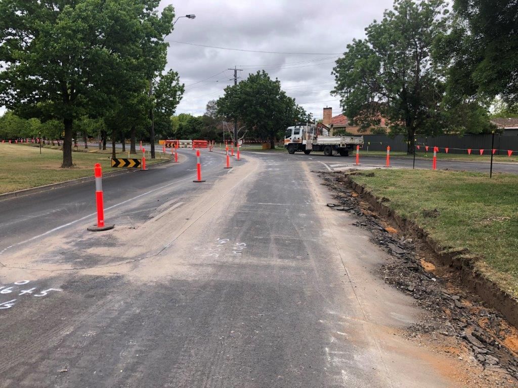Road with Poles on Center — Ballarat VIC — Ballarat Excavation & Transport