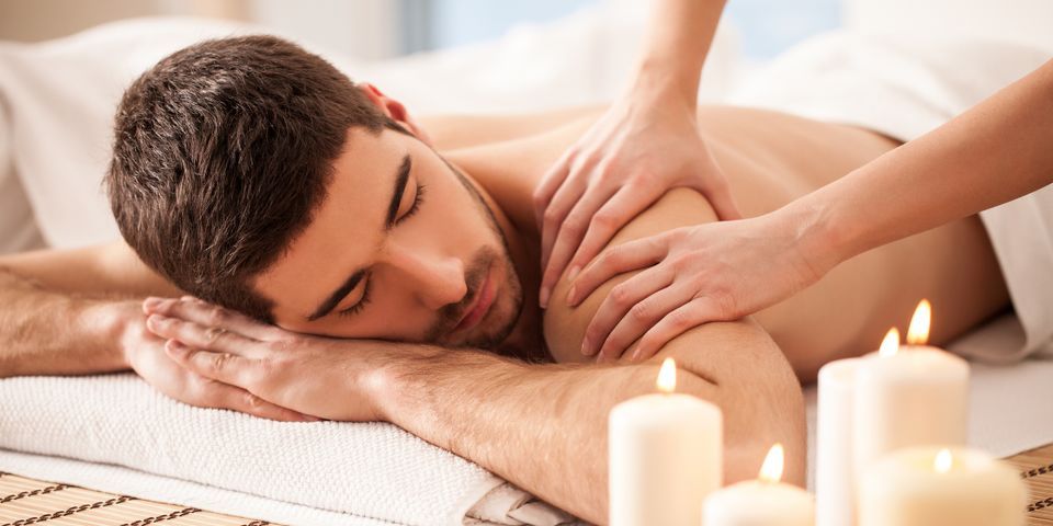 young man inside a spa salon