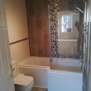 A small bathroom that has been utilised into a well designed bathroom space